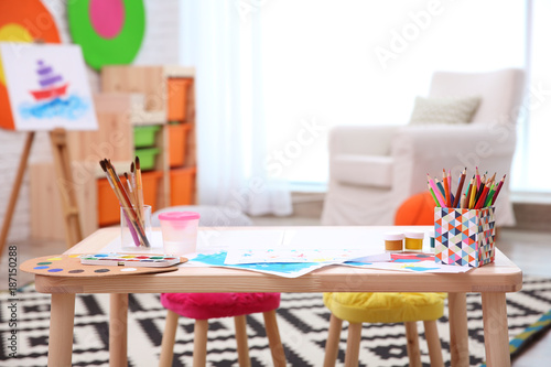 Child's room with table for drawing