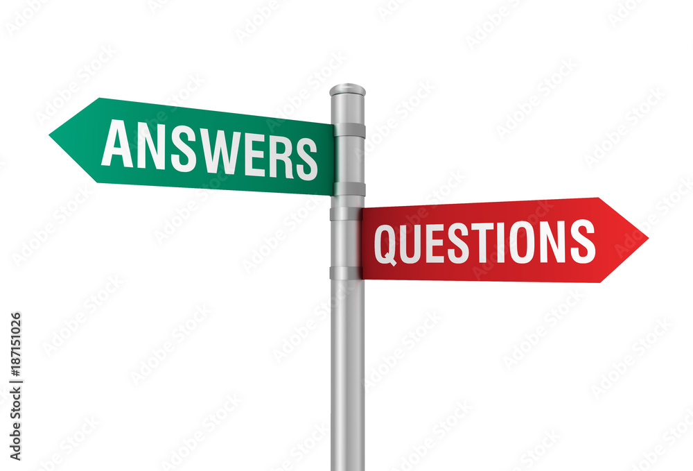 answers questions road sign 3d illustration answers questions road sign 3d illustration
