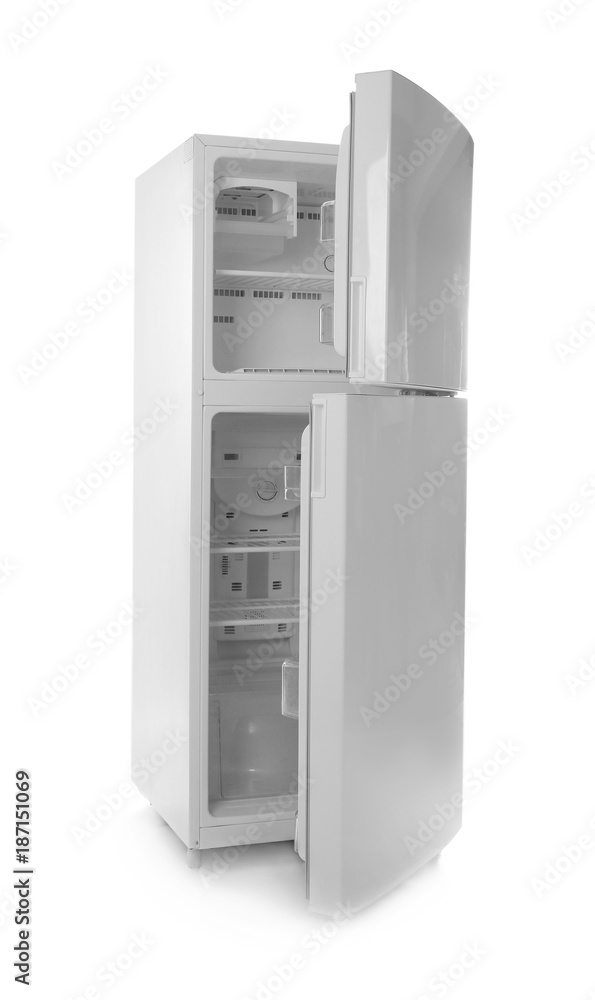 Empty refrigerator on white background Empty refrigerator on white background