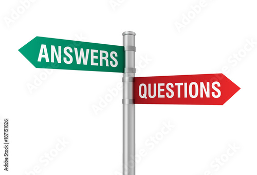 answers questions road sign 3d illustration
