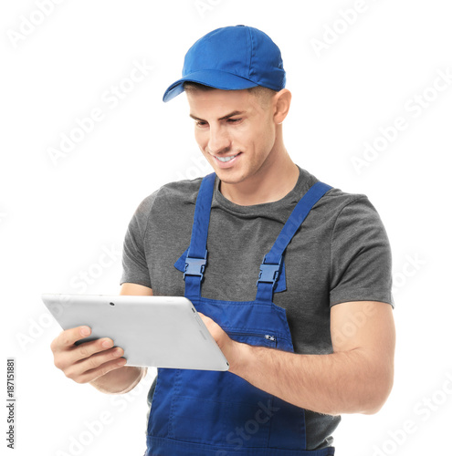 Handsome auto mechanic with...