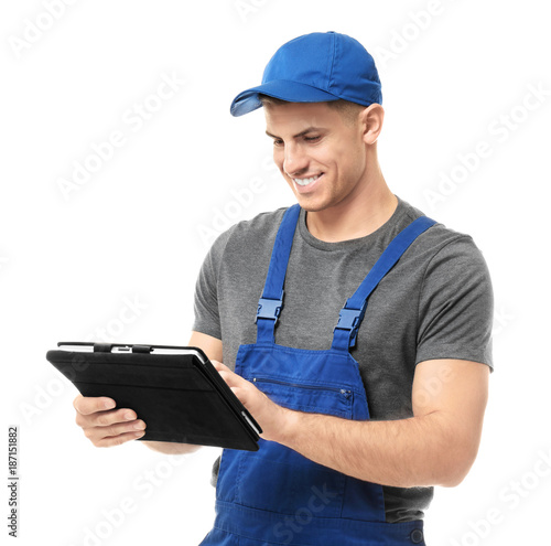 Handsome auto mechanic with...