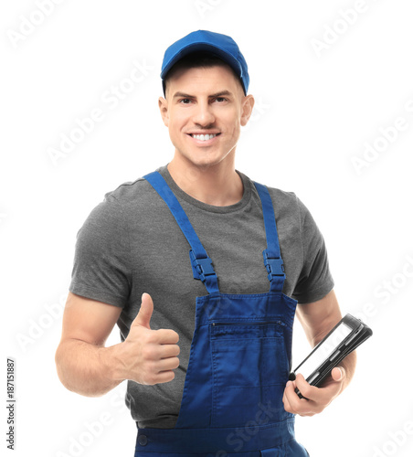 Handsome auto mechanic with...