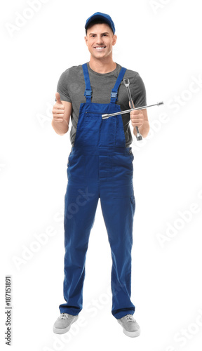 Handsome auto mechanic with...
