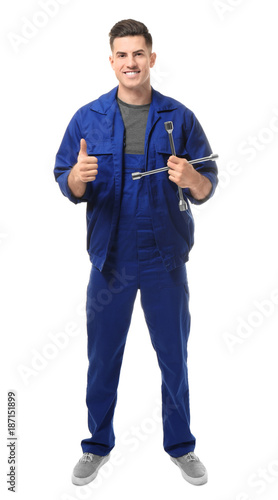 Handsome auto mechanic with...