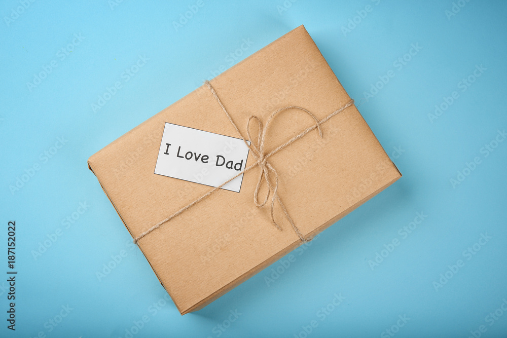 Gift box and card with text 