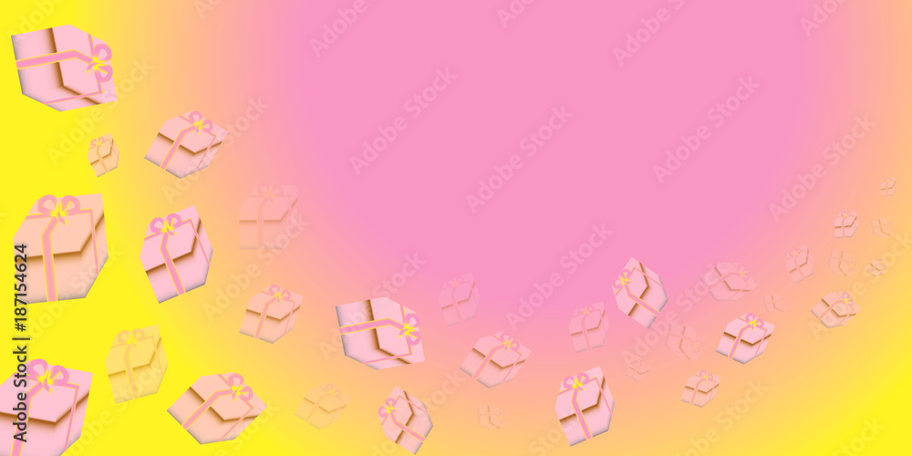 gift boxes on a pinkish yellow gradient