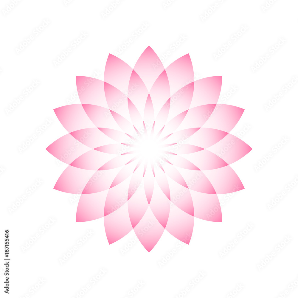 Pink lotus - symbol of yoga, wellness, beauty and spa. Vector illustration.
