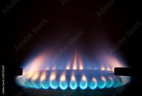 the red-blue flame, gas burning