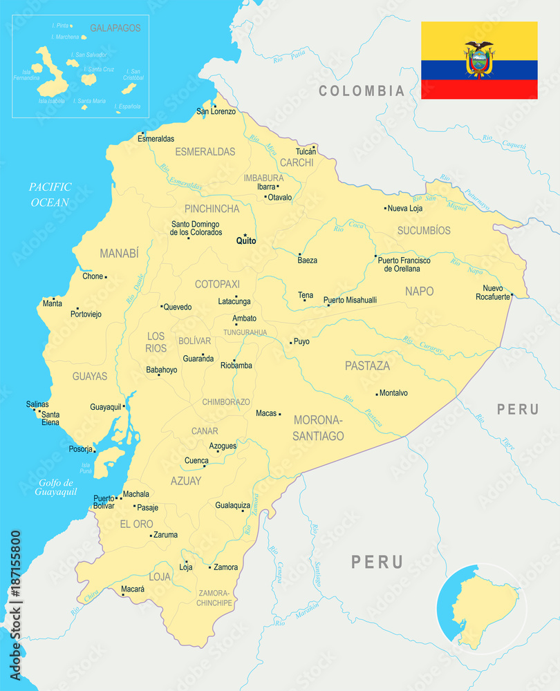 Ecuador Map - Detailed Vector Illustration