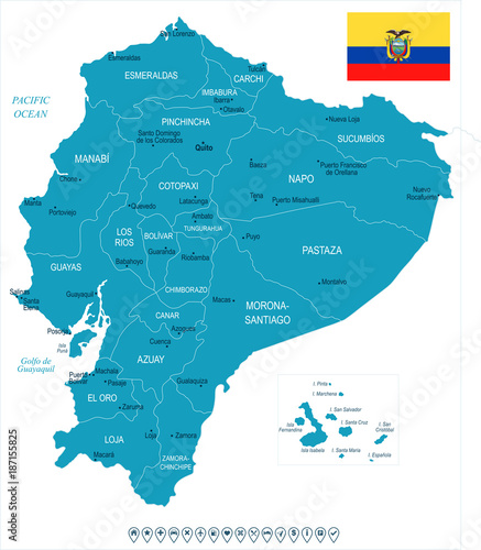 Ecuador - map and flag - Detailed Vector Illustration