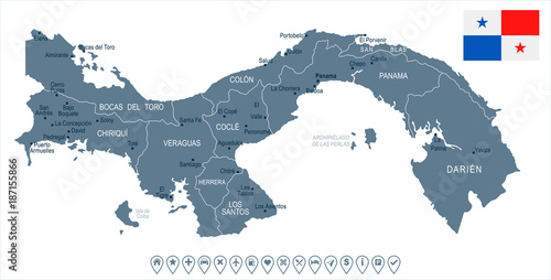 Panama - map and flag - Detailed Vector Illustration