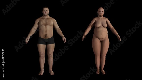 fat man and a fat woman transform  an athletes, Alpha Channel, body texture and mesh