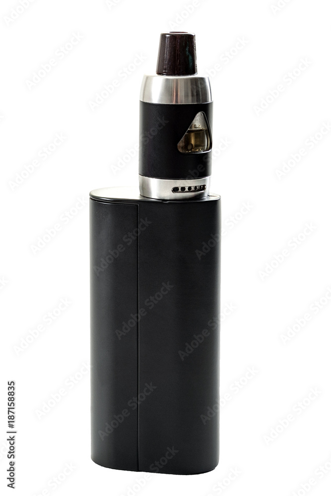Vaping device and electronic cigarette concept with a vaporizer isolated on white with a clipping path included