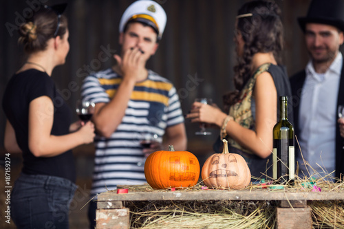 Pumpkins at halloween party