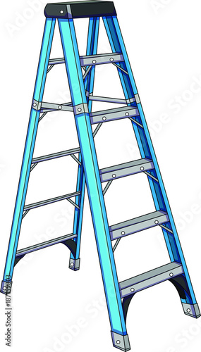 Vector illustration of a blue ladder.
