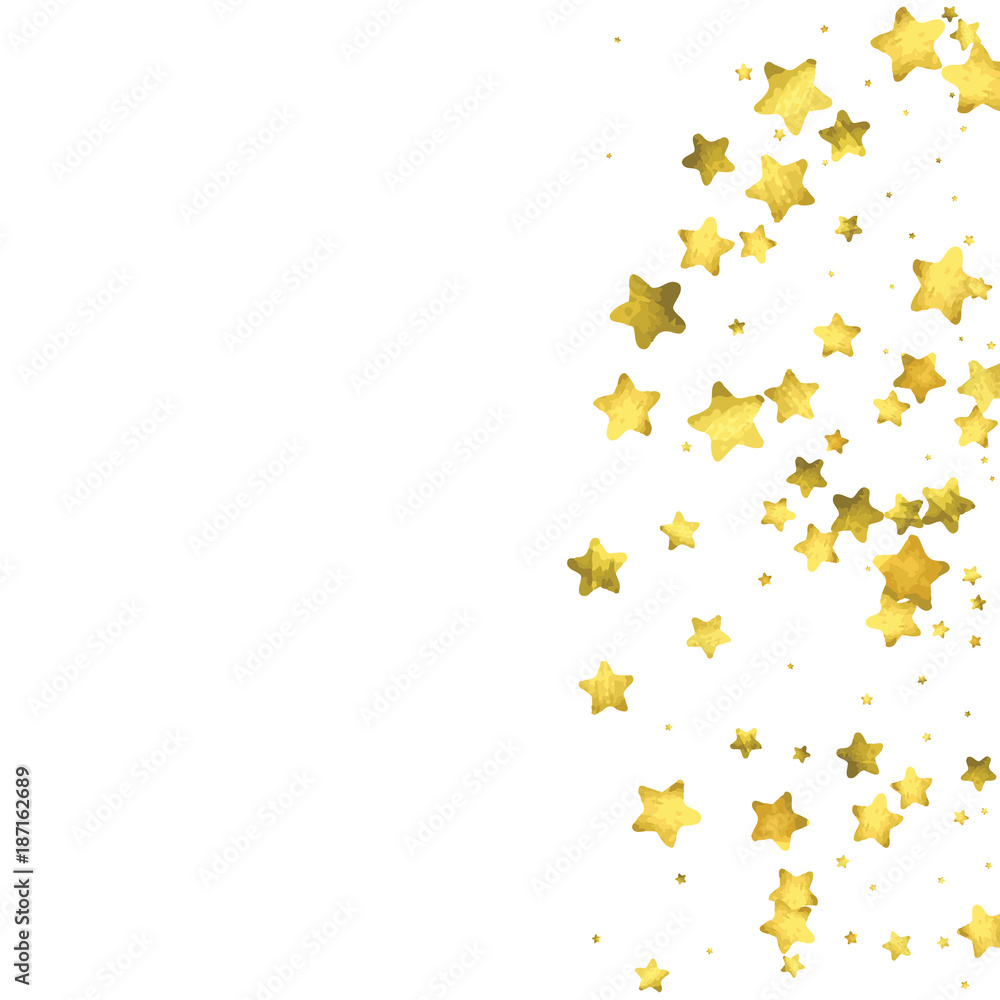 Star confetti. Gold random confetti background