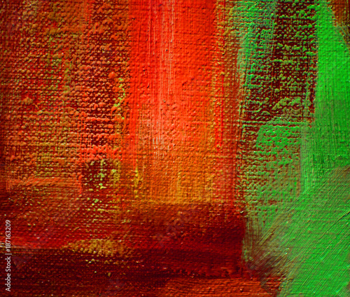 red green abstract oil painting on canvas, illustration