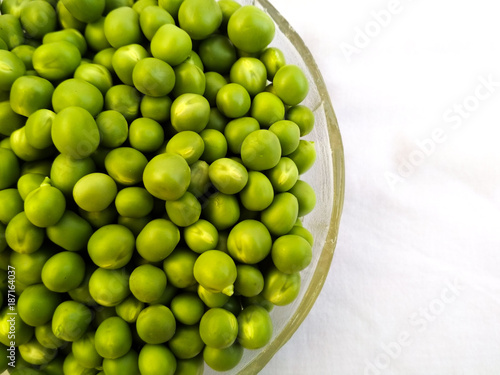 Fresh organic green pea in a bowl