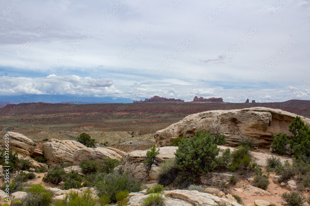 Landscape in Utah showing distant rock formation