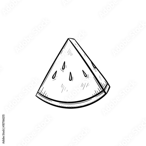 Vector hand drawn Watermelon outline doodle icon. Watermelon sketch illustration for print, web, mobile and infographics isolated on white background.