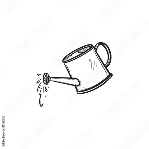 Vector hand drawn Watering can outline doodle icon. Watering can sketch illustration for print  web  mobile and infographics isolated on white background.