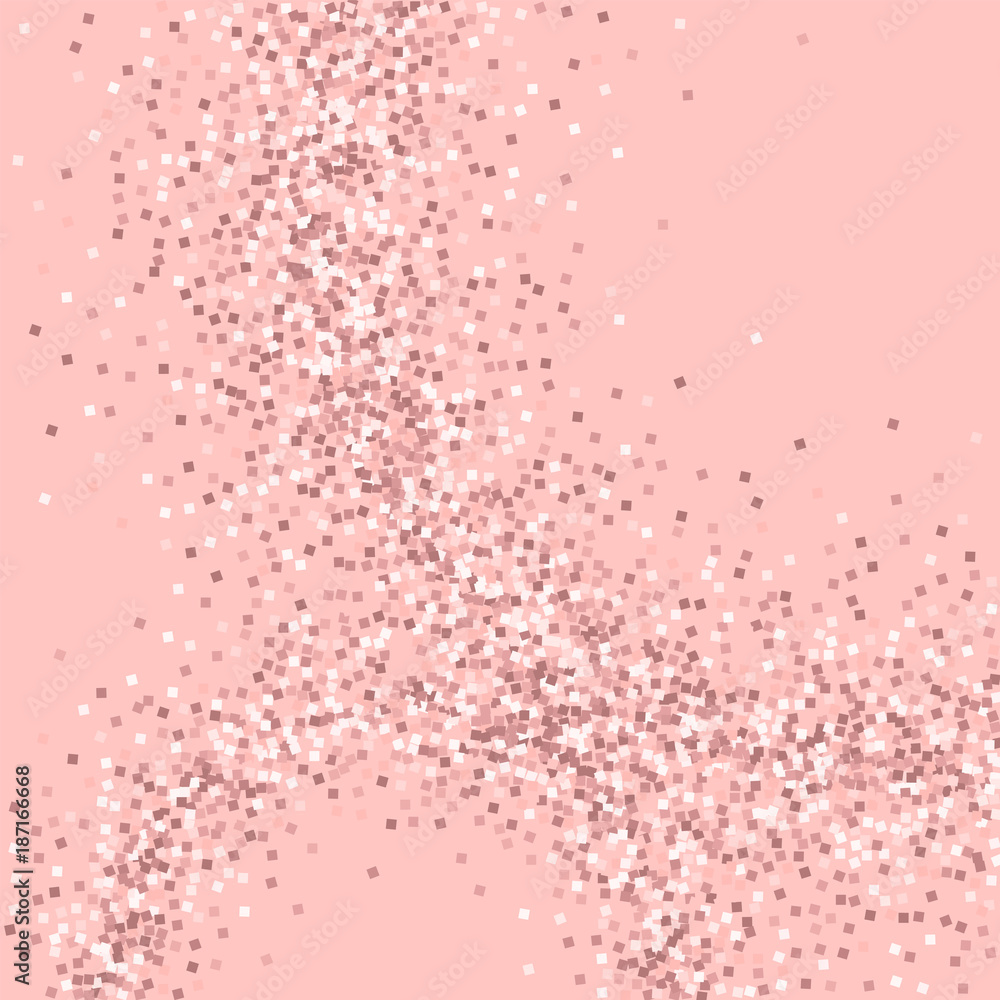 Pink gold glitter. Abstract circles with pink gold glitter on pink