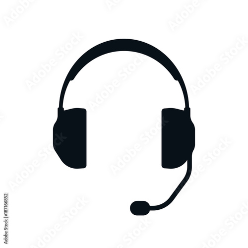 Headphones with microphone silhouette