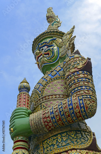 Colorful, Demon Guardian statue at Grand Palace, Bangkok Thailand © nyker