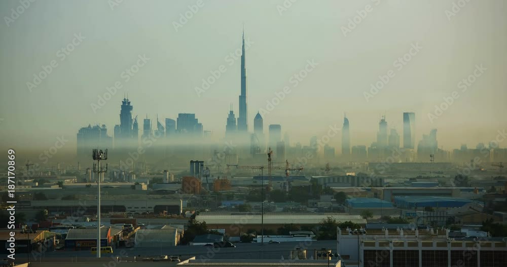 Timelapse from a distance of Dubai skyline Timelapse from a distance of Dubai skyline