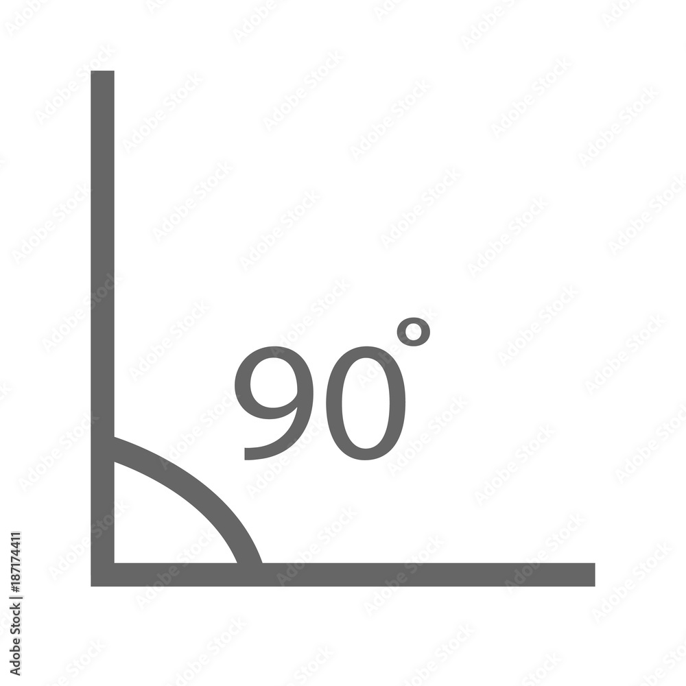 angle icon. angle 90 degrees icon on white background. geometry math