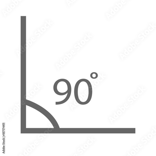 angle icon. angle 90 degrees icon on white background. geometry math symbol. angle 90 degrees sign.