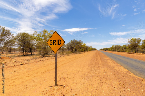 Outback Road with Cattle Grid Sign