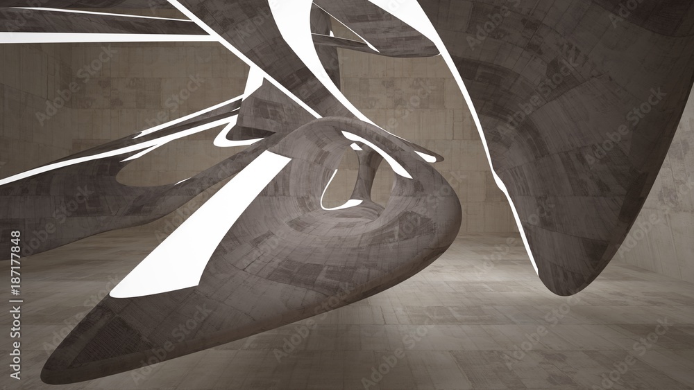 Empty dark abstract brown concrete room smooth interior. Architectural background. Night view of the illuminated. 3D illustration and rendering Empty dark abstract brown concrete room smooth interior. Architectural background. Night view of the illuminated. 3D illustration and rendering