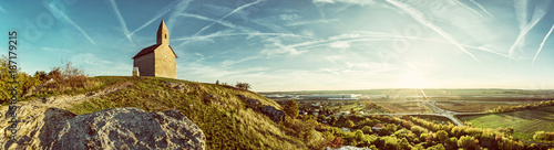 Saint Michael church and industrial park, Drazovce, beauty filter photo