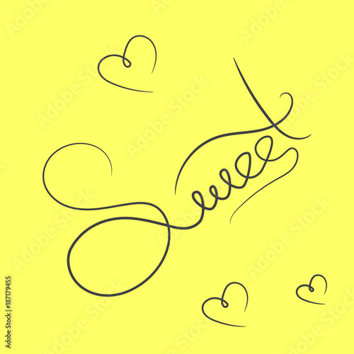 Sweet word hand drawn lettering note design element