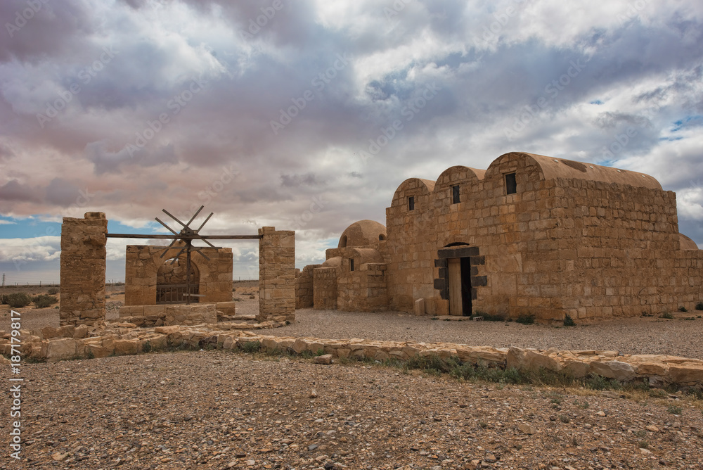 Remains of Qasr Amra a desert castle in eastern Jordan