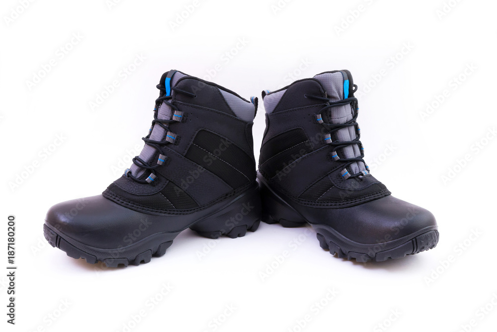Black winter shoes.
Pair of black winter shoes isolated on white background Black winter shoes.
Pair of black winter shoes isolated on white background
