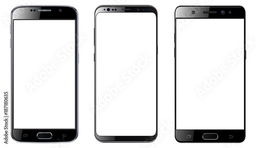 Smartphones isolated with blank screen