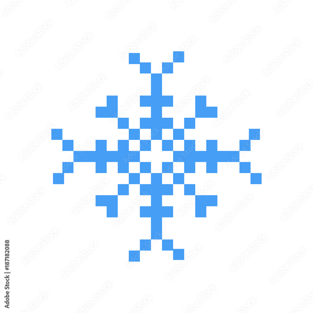 Blue winter snowflake pixel art cartoon retro game style Stock Vector |  Adobe Stock