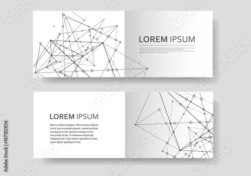 Abstract polygonal geometric shape with molecule structure style. Connect lines and dots cover brochure