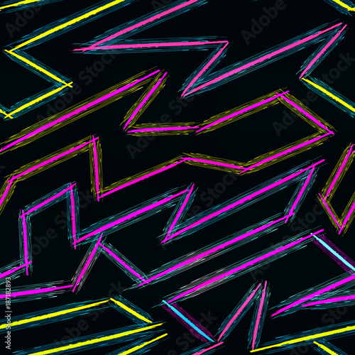 thin color lines on a black background abstract vector pattern in graffiti style qualitative vector illustration for your design