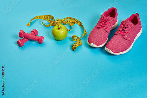 Sneakers, centimeter, green apple, weight loss, running, healthy