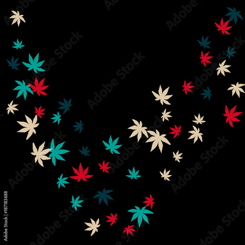 Vector Confetti Background Pattern. Element of design. Colored leaves on a black background © OLENA