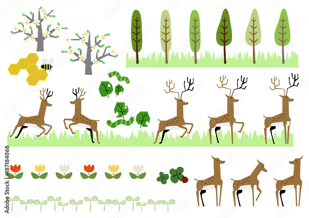 鹿の群れと春の素材集 春のイメージ カレンダー 季節のイラスト Stock Vektorgrafik Adobe Stock 鹿の群れと春の素材集 春のイメージ カレンダー 季節のイラスト Stock Vektorgrafik Adobe Stock