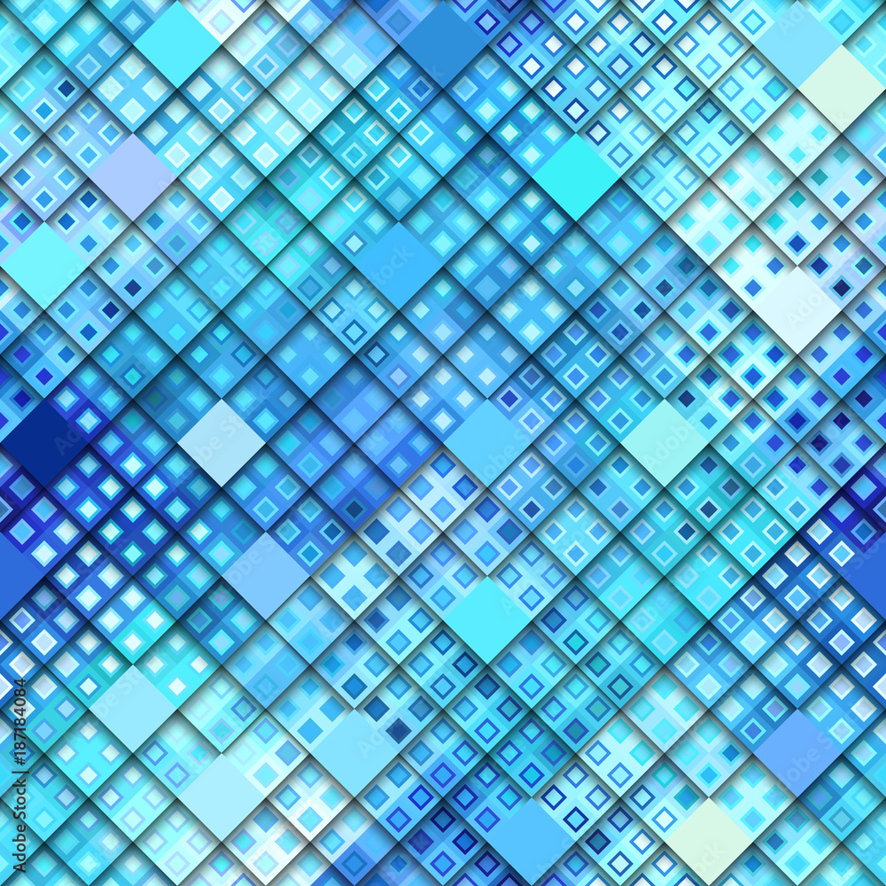 Fototapeta premium Seamless background. Geometric abstract blue pattern in low poly pixel art style.