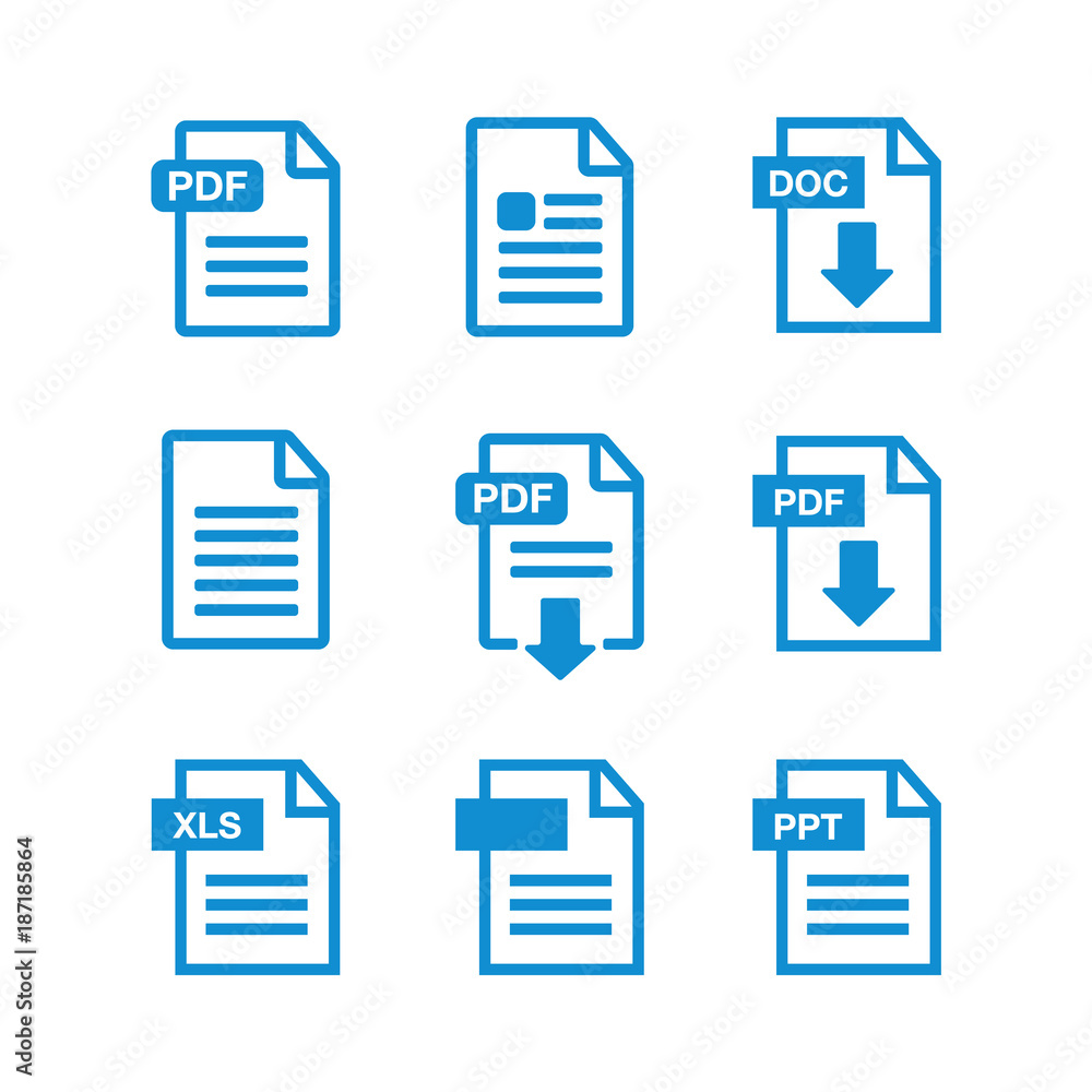 File Icons. File Icons line style illustration. Document icon set File Icons. File Icons line style illustration. Document icon set