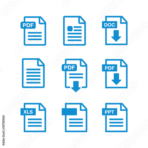File Icons. File Icons line style illustration. Document icon set
