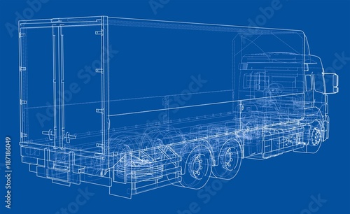 European truck outlined vector