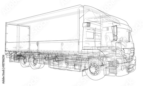 European truck outlined vector